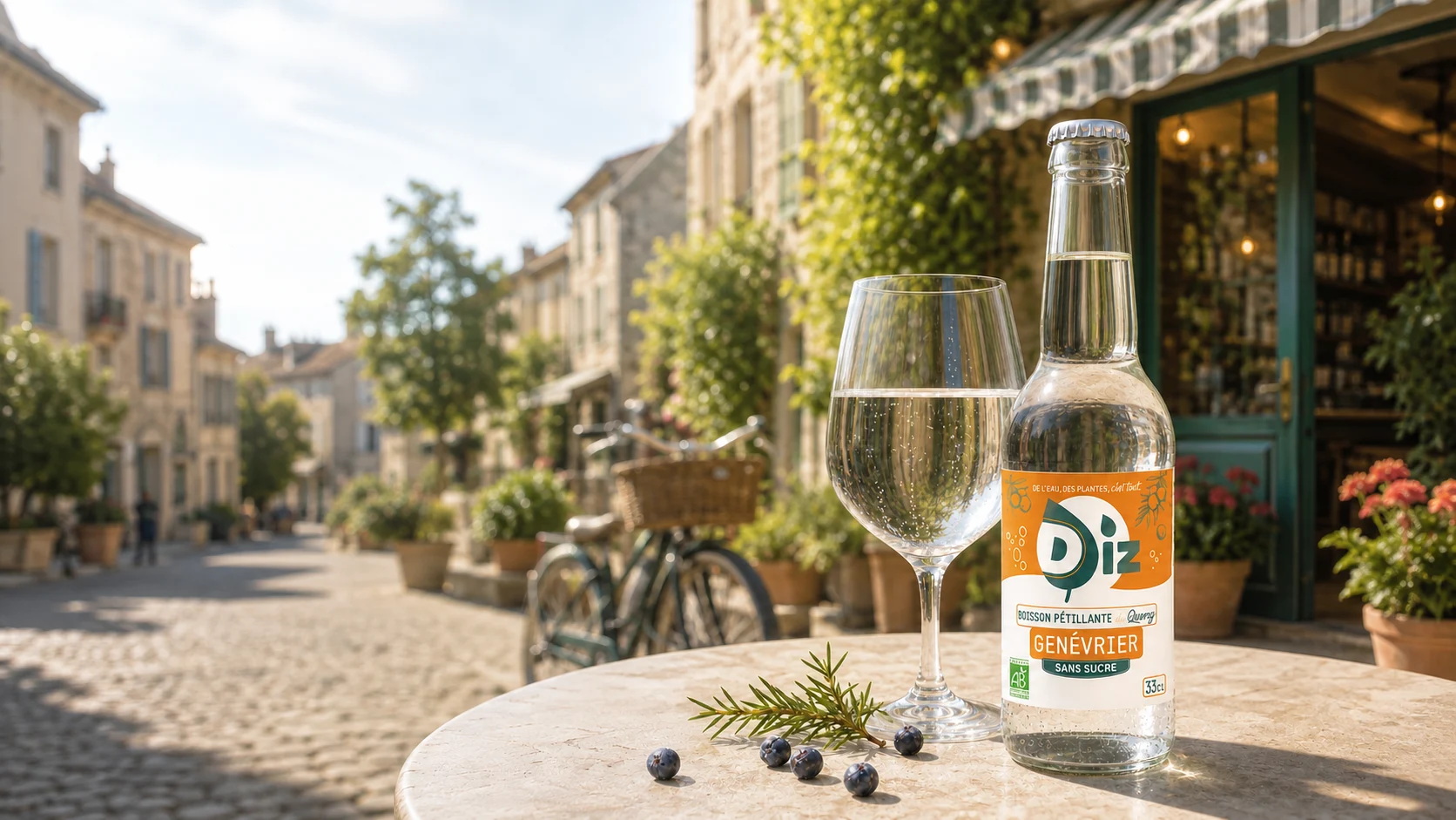 DIZ Genévrier et un verre en terrasse