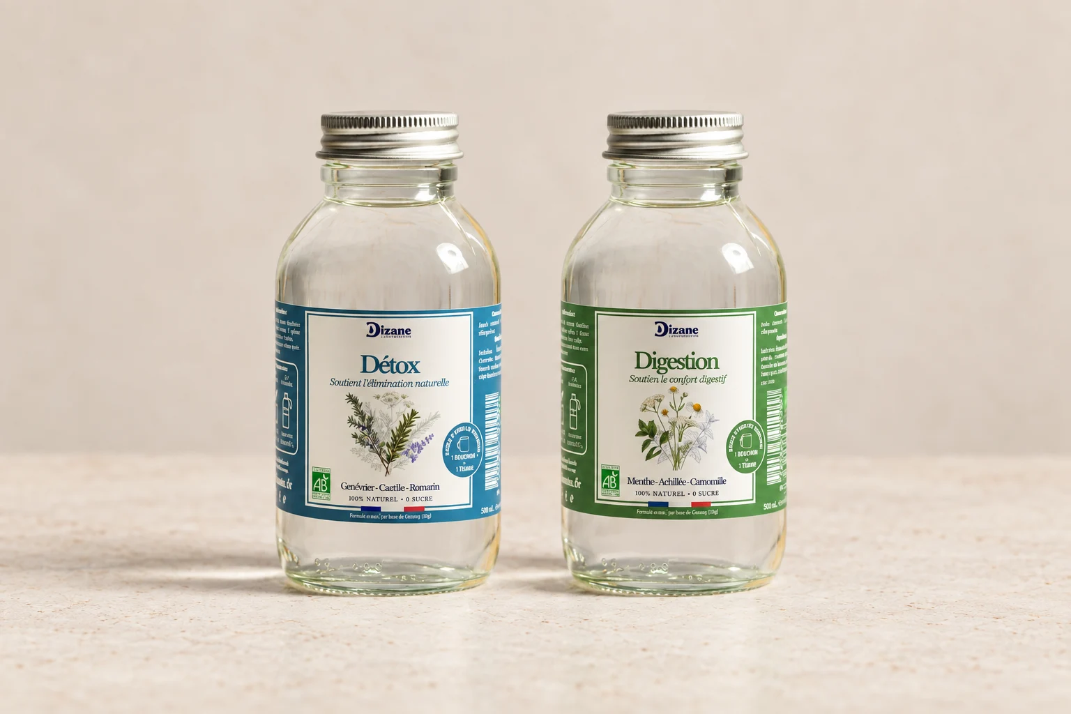 Les flacons Dizane Détox et Digestion